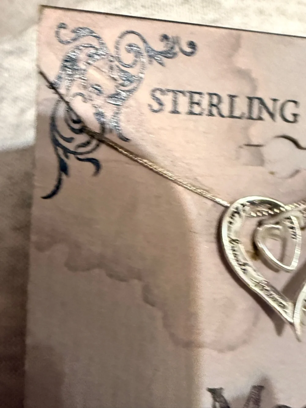 Vintage sterling silver ‘ Inspirational Mom' Heart Pendant Necklace